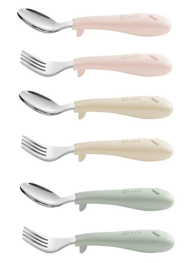 Ali+Oli Toddler Utensils Set (6 Pack) – Stainless Steel Kids Silverware with Soft Silicone Handles, BPA Free Baby Forks and Spoons, Durable Children Flatware Dishwasher Safe for Self Feeding (Hearts) - Image 1